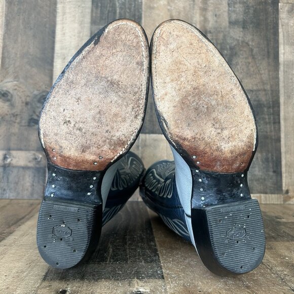 Tony Lama Gold Label Vintage Blue Gray Cowboy Boots Mens 9 D - Picture 4 of 12